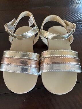 Janie and Jack Metallic Gold, Rose Gold, Silver Strappy Sandals